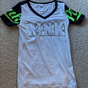 NWOT Pink grey V-neck tshirt size xs